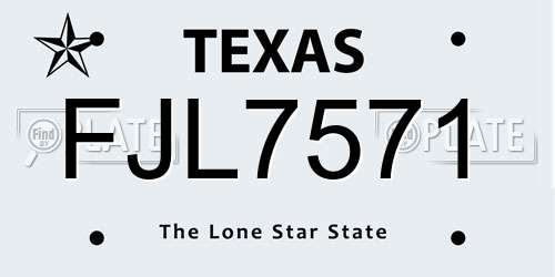 FJL7571 Texas License Plate