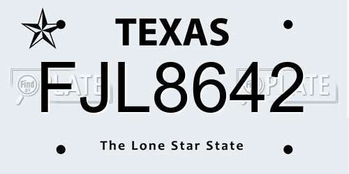 FJL8642 Texas License Plate
