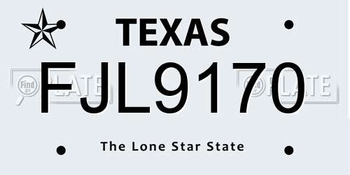 FJL9170 Texas License Plate