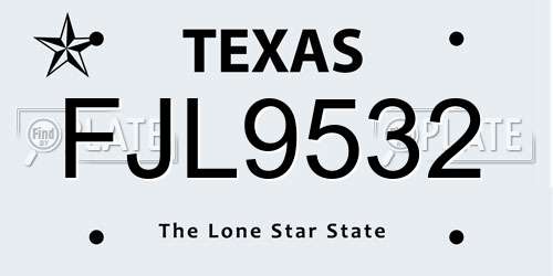 FJL9532 Texas License Plate
