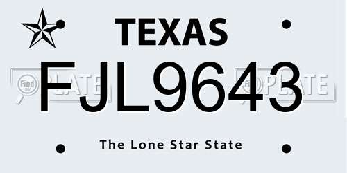 FJL9643 Texas License Plate