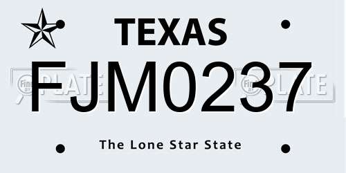 FJM0237 Texas License Plate