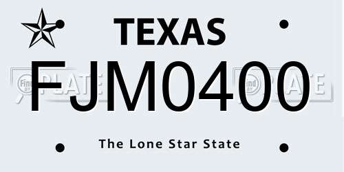 FJM0400 Texas License Plate