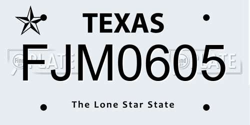FJM0605 Texas License Plate