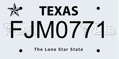 FJM0771 Texas License Plate