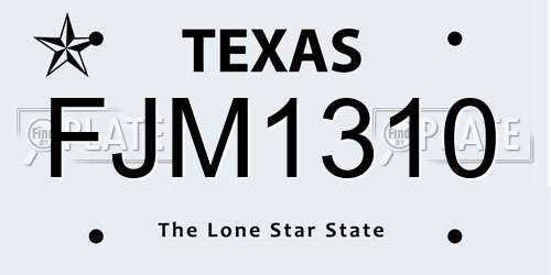 FJM1310 Texas License Plate