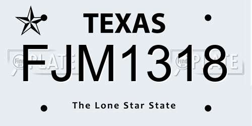FJM1318 Texas License Plate