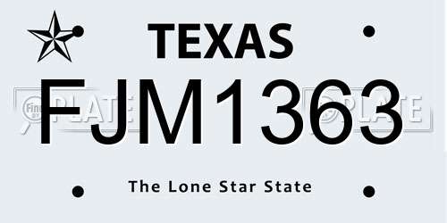 FJM1363 Texas License Plate