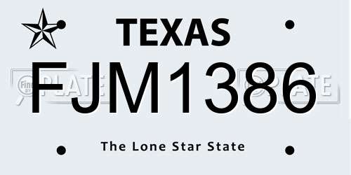 FJM1386 Texas License Plate