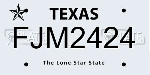 FJM2424 Texas License Plate