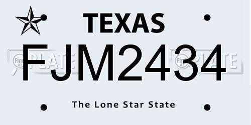 FJM2434 Texas License Plate