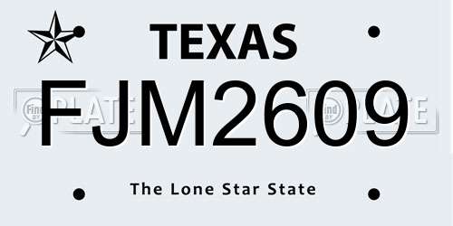 FJM2609 Texas License Plate