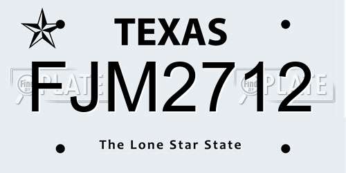 FJM2712 Texas License Plate