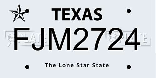 FJM2724 Texas License Plate