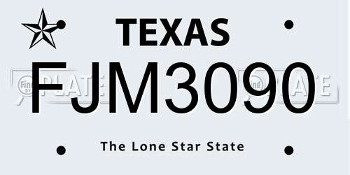 FJM3090 Texas License Plate