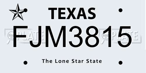 FJM3815 Texas License Plate