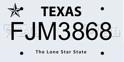 FJM3868 Texas License Plate