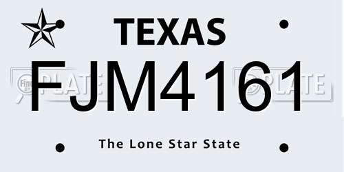 FJM4161 Texas License Plate