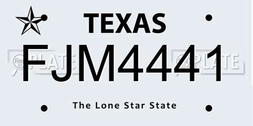 FJM4441 Texas License Plate