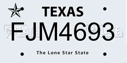 FJM4693 Texas License Plate