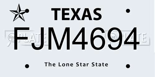 FJM4694 Texas License Plate