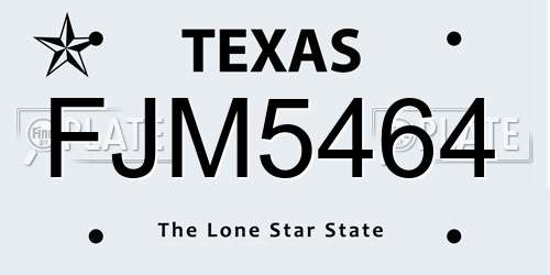 FJM5464 Texas License Plate