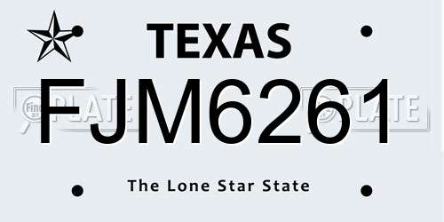 FJM6261 Texas License Plate