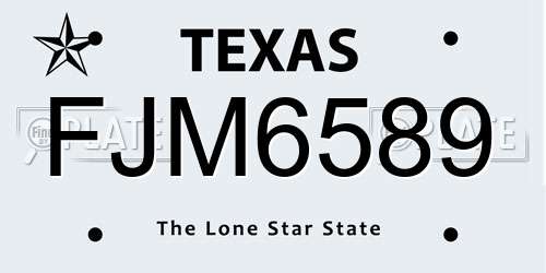 FJM6589 Texas License Plate