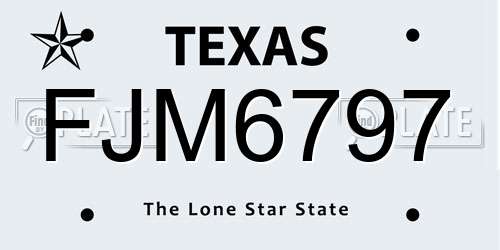 FJM6797 Texas License Plate