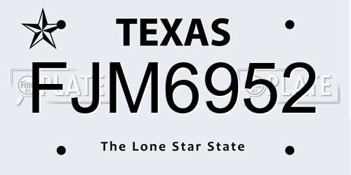 FJM6952 Texas License Plate