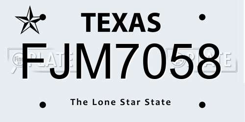 FJM7058 Texas License Plate