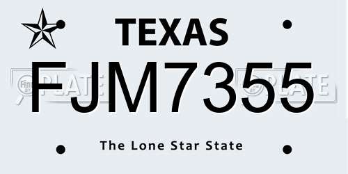 FJM7355 Texas License Plate