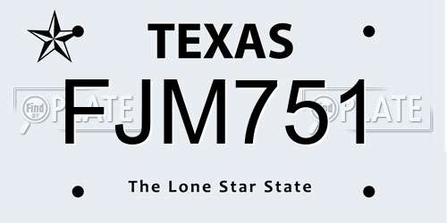 FJM751 Texas License Plate