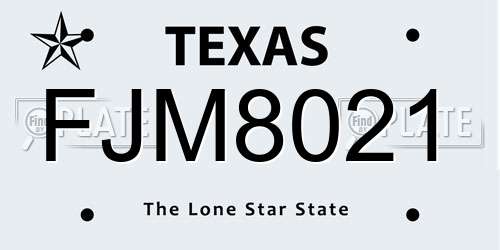 FJM8021 Texas License Plate