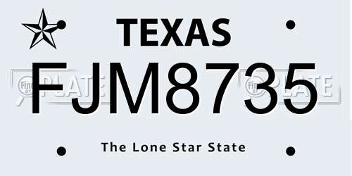 FJM8735 Texas License Plate