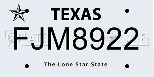 FJM8922 Texas License Plate