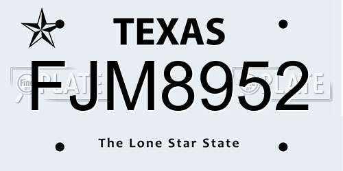 FJM8952 Texas License Plate