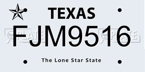 FJM9516 Texas License Plate