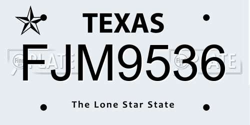 FJM9536 Texas License Plate