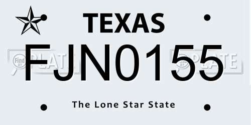FJN0155 Texas License Plate