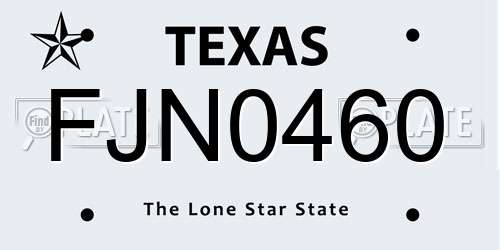 FJN0460 Texas License Plate