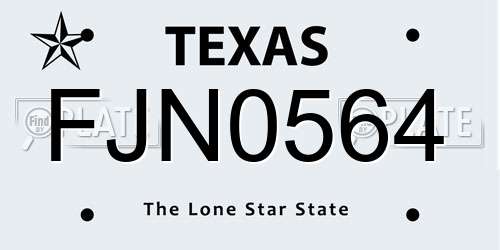 FJN0564 Texas License Plate