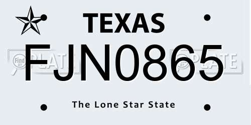 FJN0865 Texas License Plate