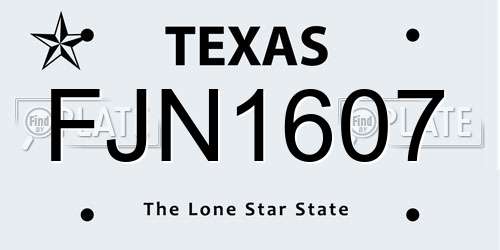 FJN1607 Texas License Plate