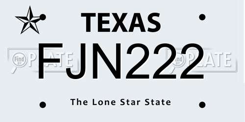 FJN222 Texas License Plate