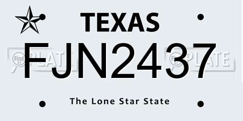 FJN2437 Texas License Plate