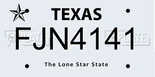 FJN4141 Texas License Plate