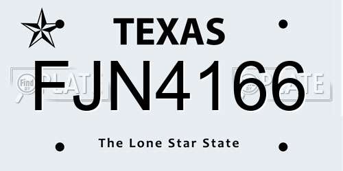FJN4166 Texas License Plate
