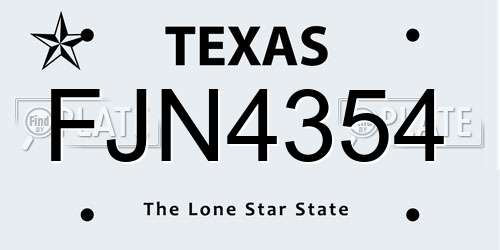 FJN4354 Texas License Plate