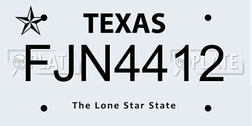 FJN4412 Texas License Plate